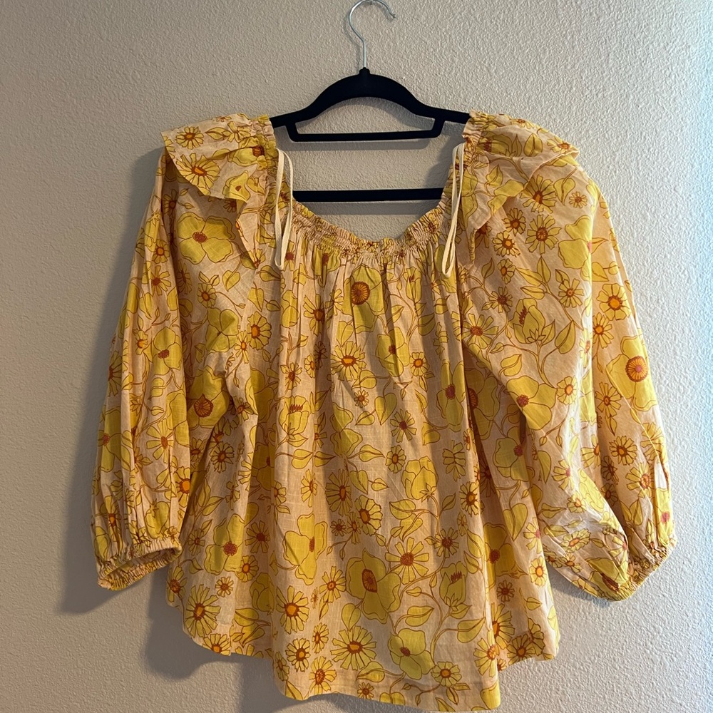 Free People Yellow Floral Blouse - Picture 3 of 3